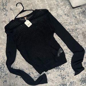 Free People Black Knit Sweater Top